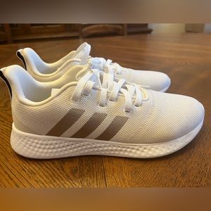 White/bronze adidas super foam cloud running shoes